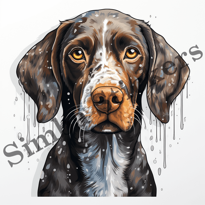 German Shorthaired Pointer dogs in the rain, image set, 10 images