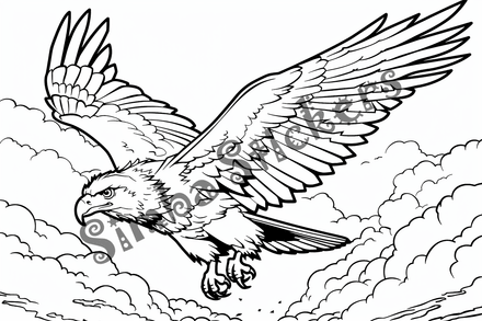 Colouring pages, bundle of eagles flying or in mountains, 10 images