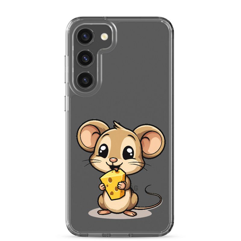 Clear Case for Samsung, Small Mouse happily licking large chunk of cheese, pqapy6