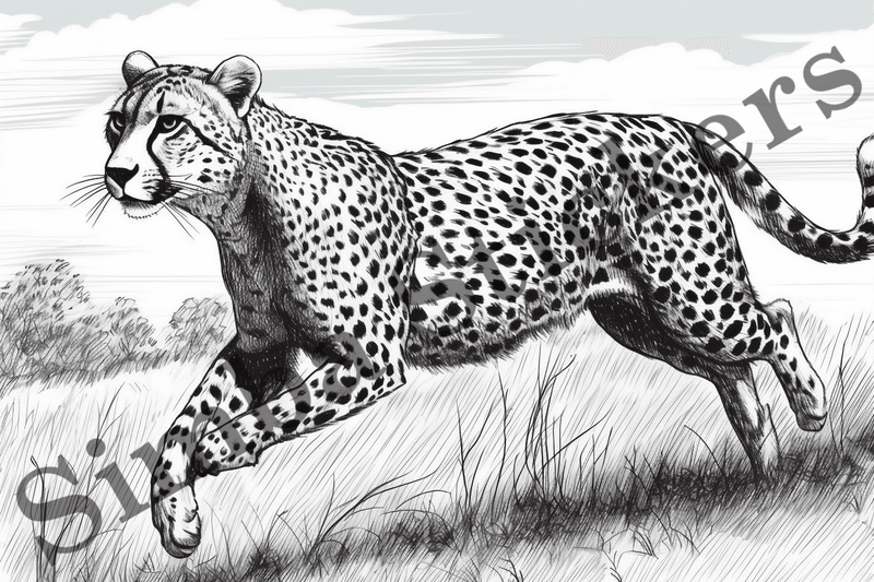 Colouring pages, Bundle of cheetahs, 25 images