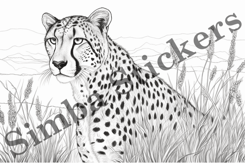 Colouring pages, Bundle of cheetahs, 25 images