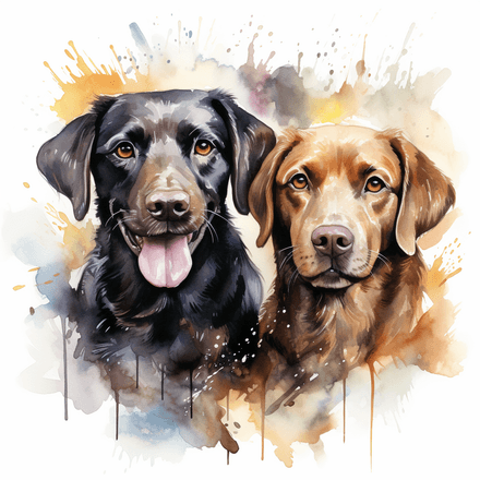 Labrador Retriever dogs, watercolour, image set, 10 images