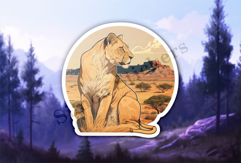 Lioness sitting in the Savanna