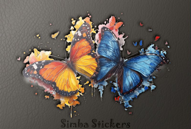Butterflies in love, strong colours, watercolour, unjw71