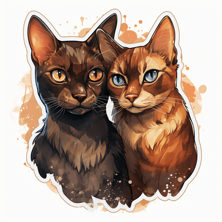 Burmese cats in love, image set, 10 images