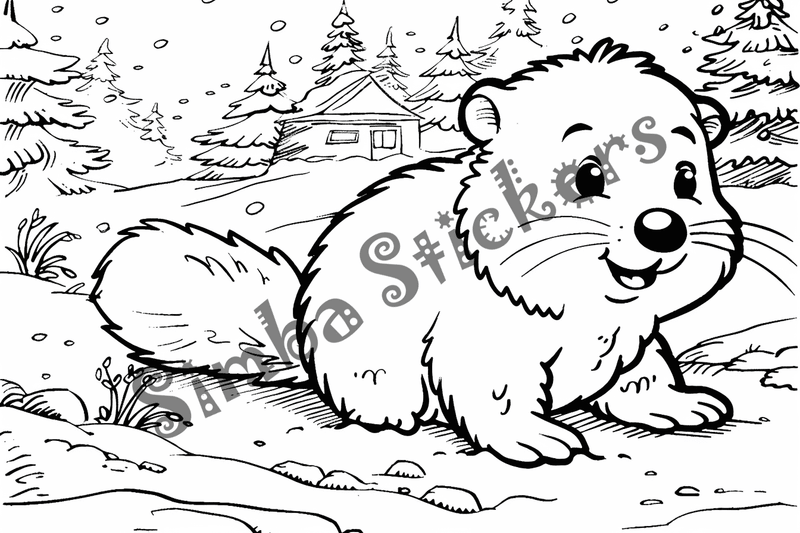 Colouring pages, bundle of groundhogs, 50 images 2