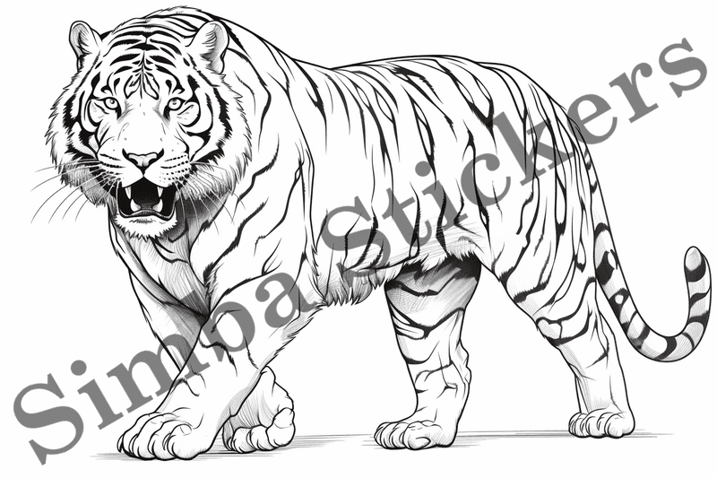 Colouring pages, bundle of tigers, 25 images