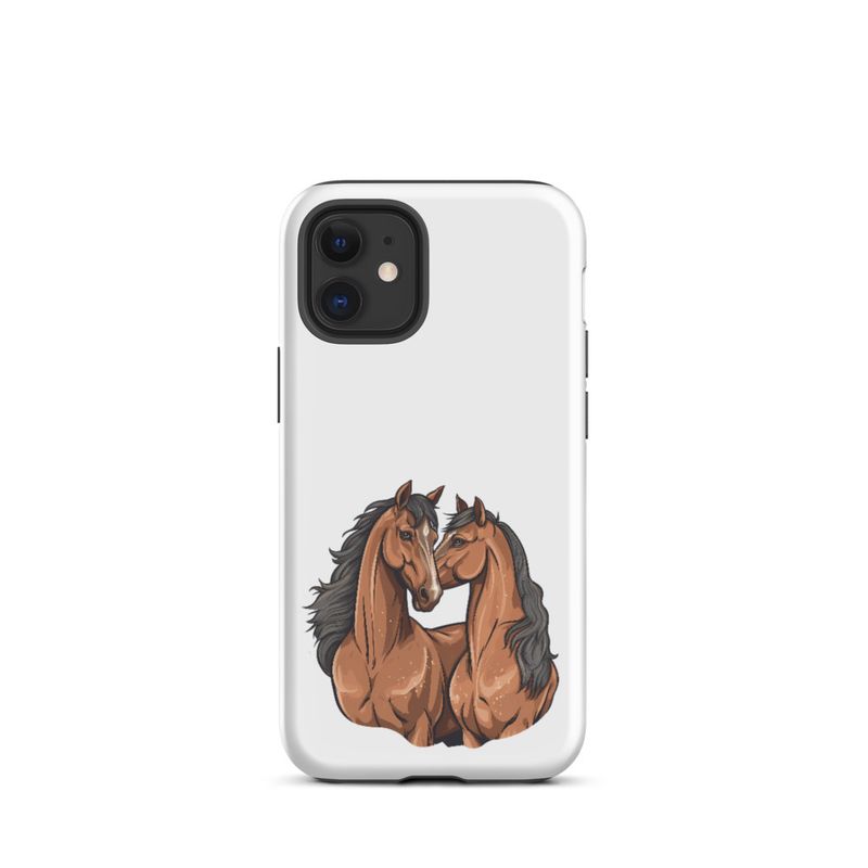 Tough Case for iPhone, Two brown horses snuggling, tdwcyd