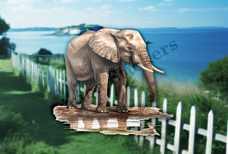 Elephant  at a pond in the Savanna