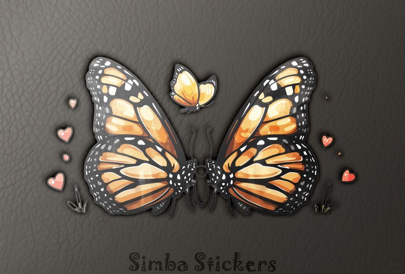 Orange butterflies in love antler-to-antler, watercolour, z83c88