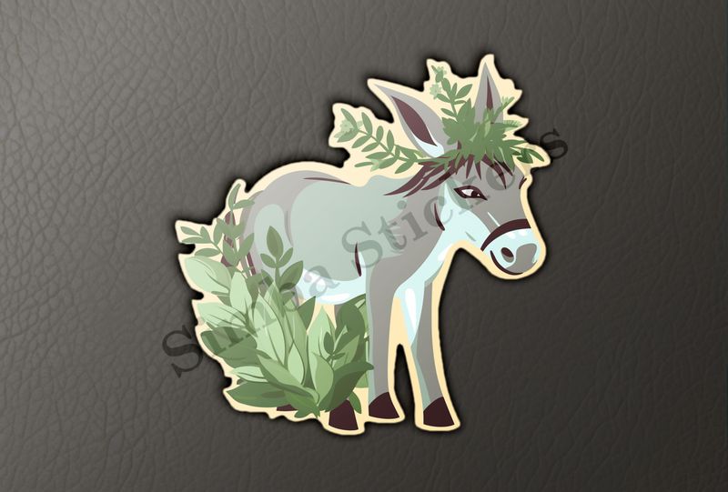 Donkey in leaves