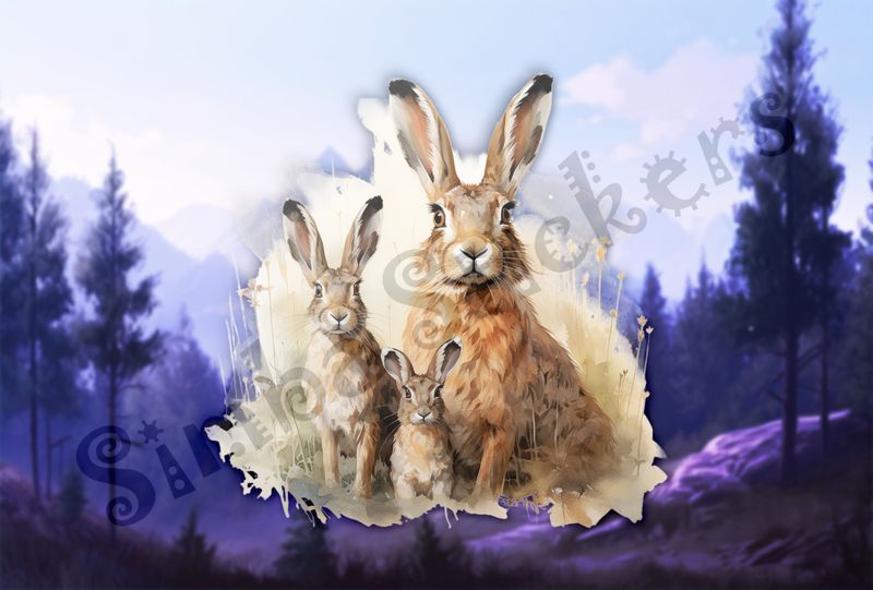 Hare family, looking straight ahead