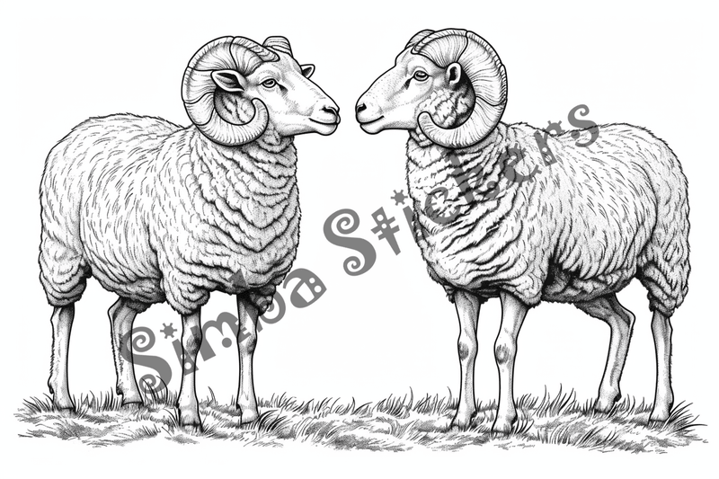 Colouring pages, bundle of sheep, 25 images