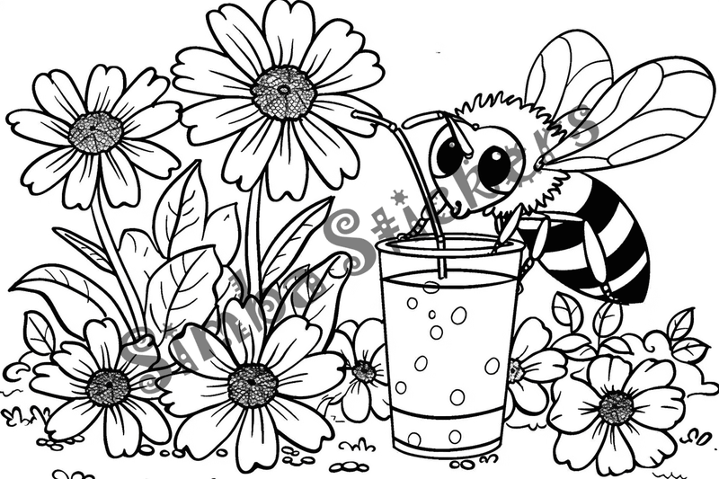 Colouring pages, bundle of bees, 25 images