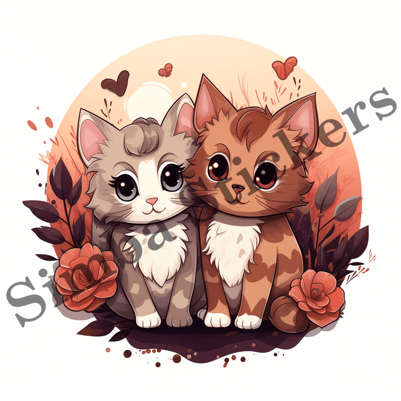 Cats in love, image set, 10 images
