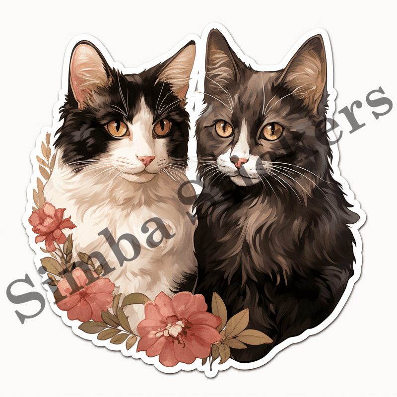 Japanese Bobtail cats in love, image set, 10 images