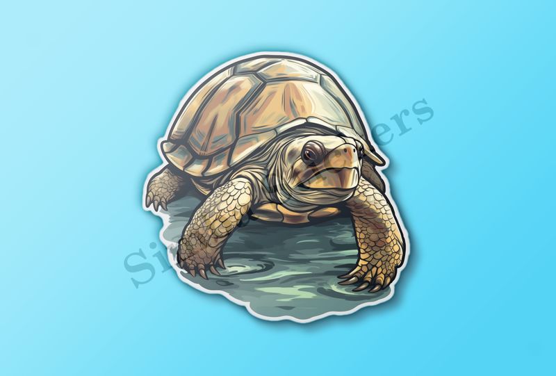 Tortoise in shallow pool of water