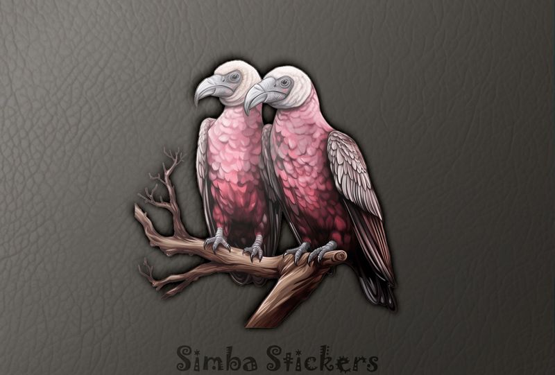 Bald Vultures in love perching on branch, syvsim