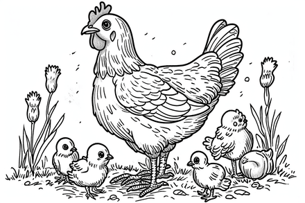 Colouring pages, Bundle of chicken, 25 images