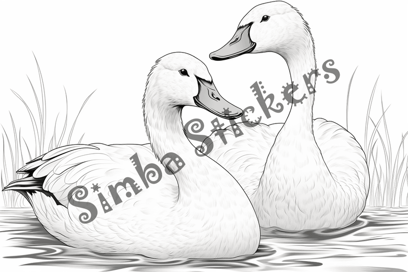 Colouring pages, bundle of geese in love, 10 images
