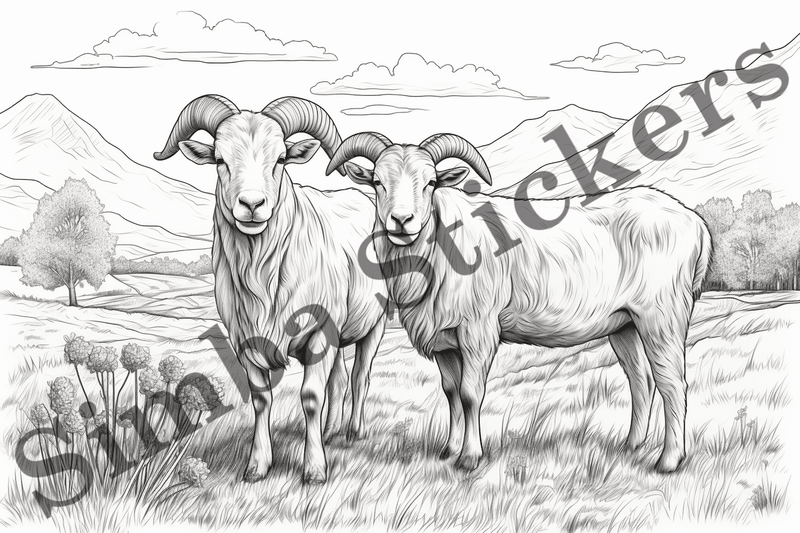 Colouring pages, Bundle of goats, 25 images