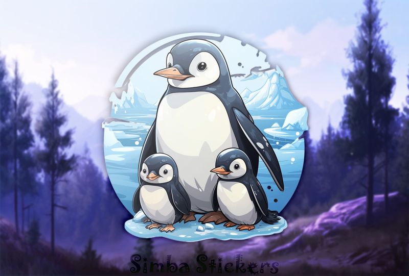 Mother penguin with younglings, ngrmjz