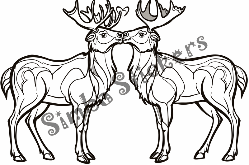 Colouring pages, Bundle of cute moose in love, 25 images