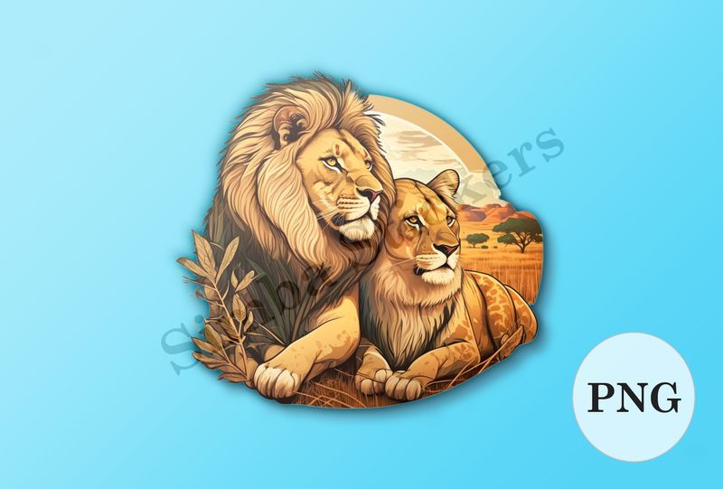 Male lion with lioness