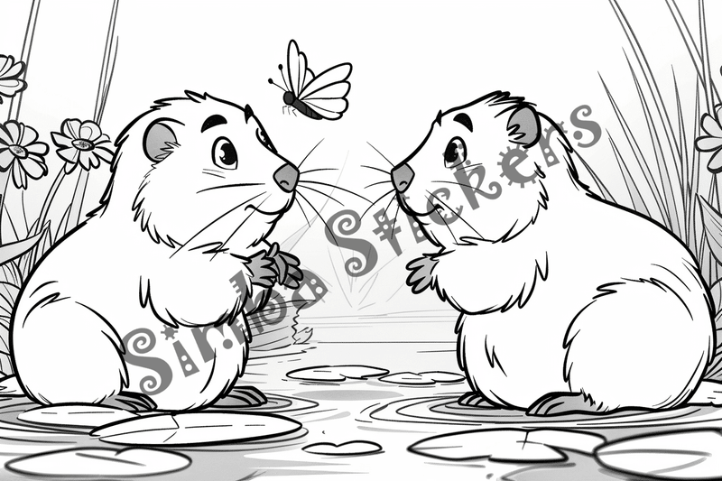 Colouring pages, bundle of groundhogs in love, 10 images