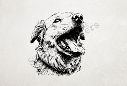 Dog panting, outline art, nejznf
