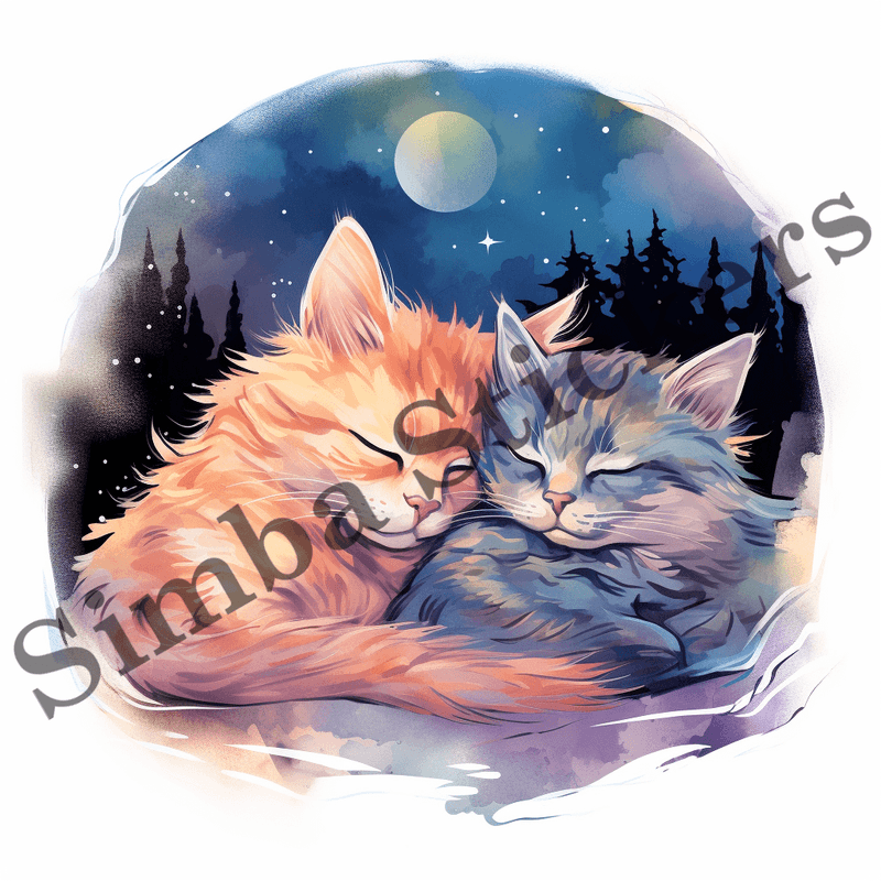 Cats sleeping, image set, 10 images