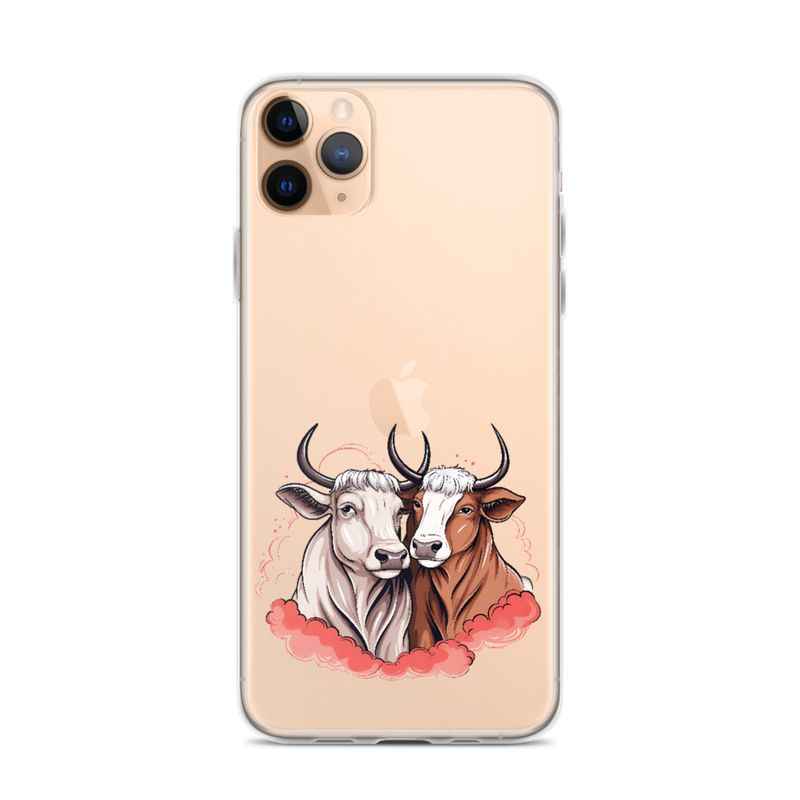 Clear Case for iPhone, Bull and cow, romantic, reddish clouds, qoucds