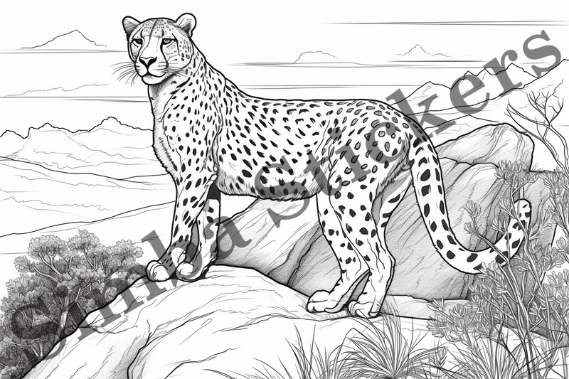 Colouring pages, Bundle of cheetahs, 10 images