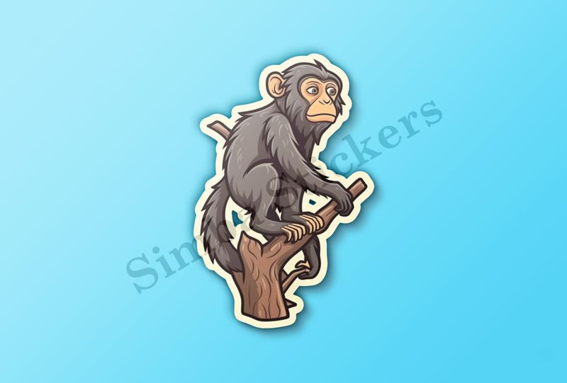 Baboon on a tree, looking sad
