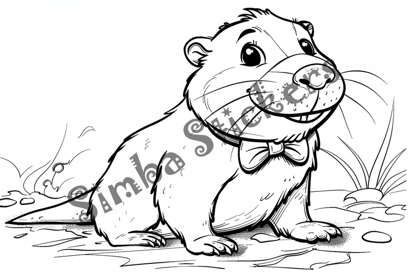 Colouring pages, bundle of singular beavers, 25 images