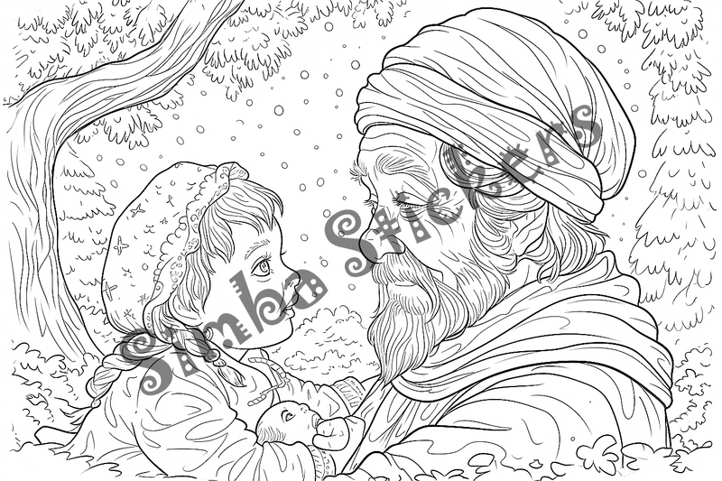 Colouring pages, bundle of people, grandparents with children, 25 images
