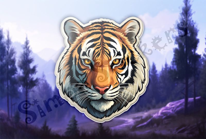 Tiger face, stone-faced gaze