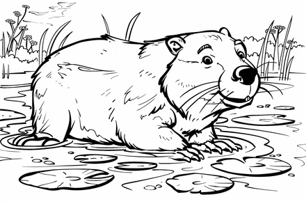 Colouring pages, bundle of singualar beavers, 10 images