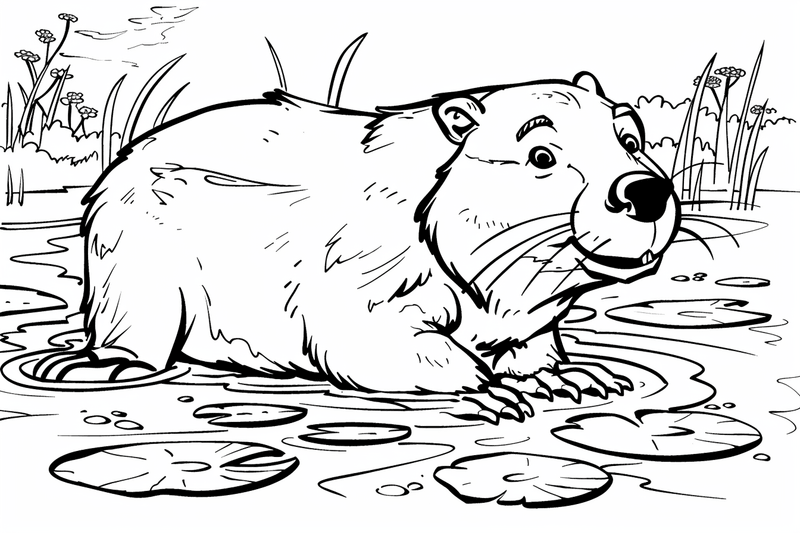 Colouring pages, bundle of singualar beavers, 10 images