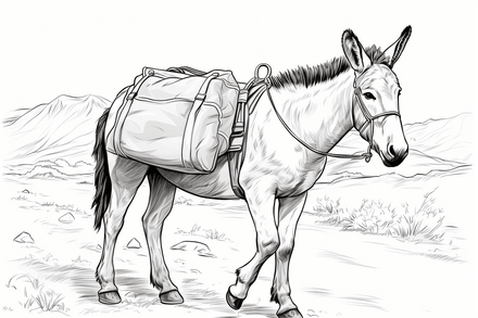 Colouring pages, bundle of singular donkeys, 10 images
