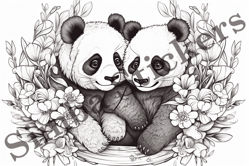 Colouring pages, bundle of pandas, 25 images, ldtg6c