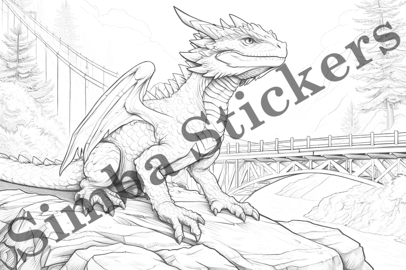 Colouring pages, bundle of dragons, 10 images