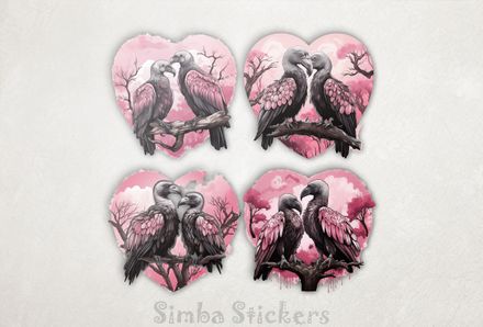 Vultures in love in Valentine&#x27;s heart frames, 4-in-1, czcqwk