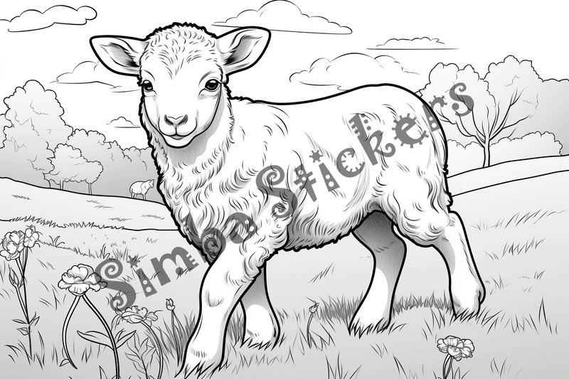 Colouring pages, bundle of sheep, 25 images