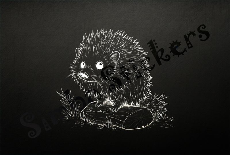 Porcupine standing on a log outline art