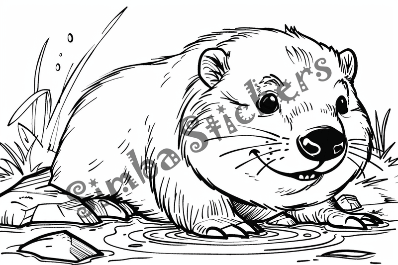 Colouring pages, bundle of beavers looking cute, 10 images