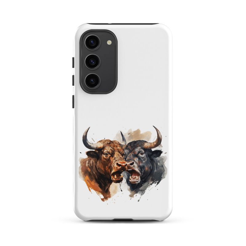 Tough Case for Samsung, Bulls facing up to each other, watercolour, dx5eff