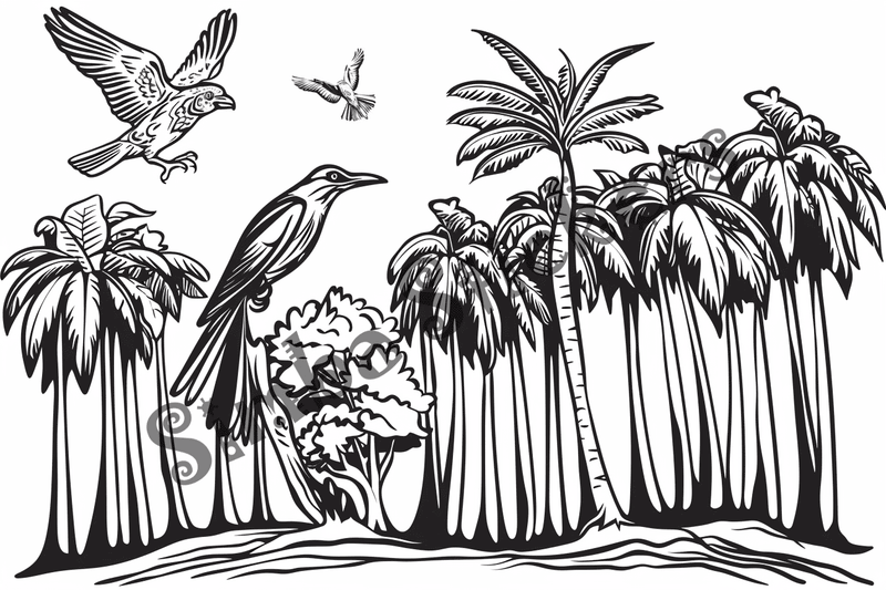 Colouring pages, bundle of Equatorial Rainforest landscape, 25 images 2