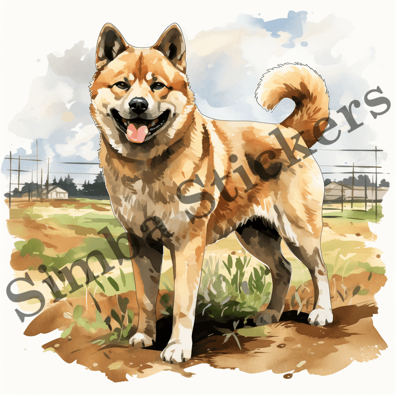 Akita dogs, watercolour, image set, 10 images