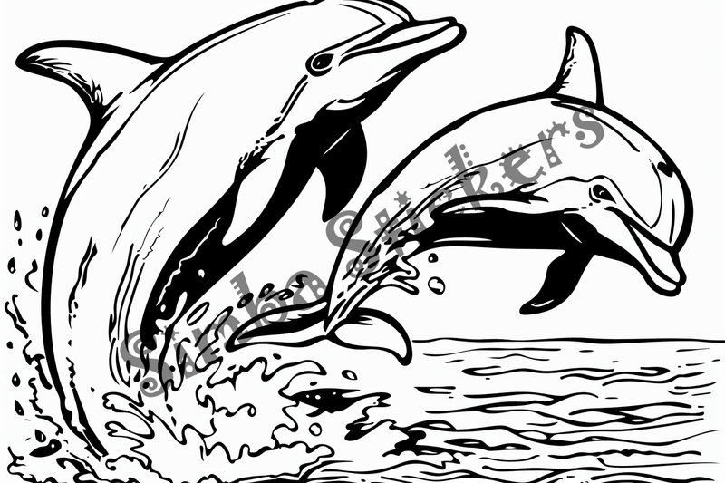 Colouring pages, bundle of dolphins, 25 images 2